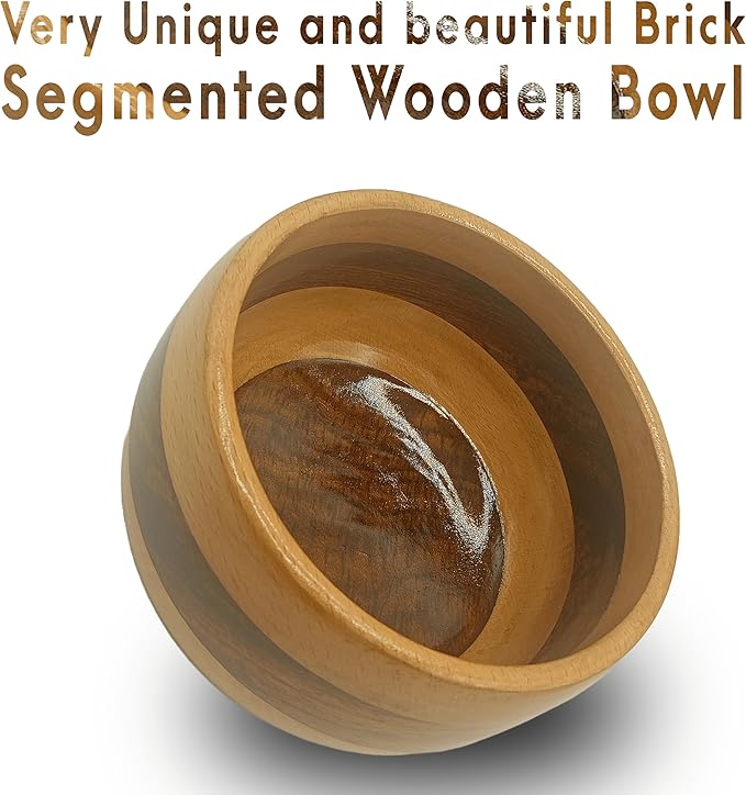 Handmade very Beautiful Round Stripe Segmented Wooden Bowl, Decorative Bowl Natural Mango wood Bowl for Kitchen Dining & Entryway Decor Bowl for desk accessory holding keys,(Round Stripe)
