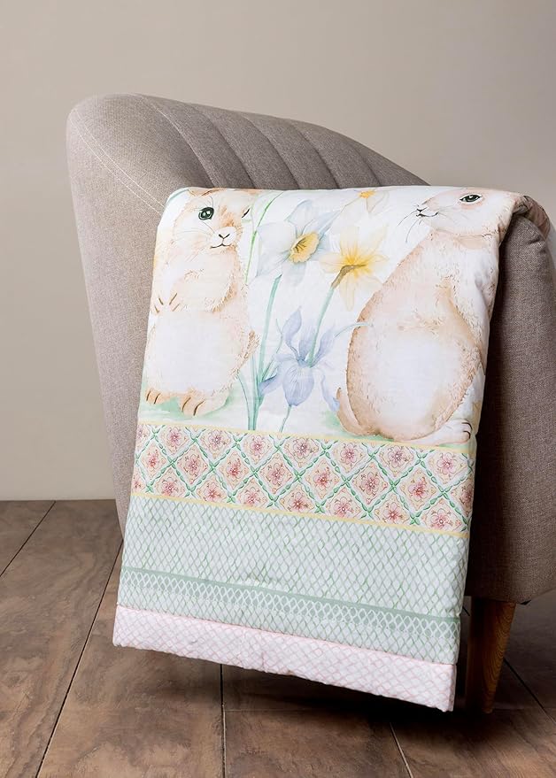 Maison d' Hermine Throw Blanket Lightweight and Breathable Cotton Easter Throw Blanket for Couch Bed Sofa Girls Boys Women Men Gifts Travel Living Room Bedding (60"x80", Easter Dew)