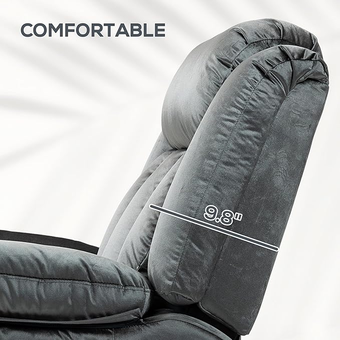 HOMCOM 35" Wide Back Power Lift Recliner Chair for Elderly with Massage and Heat, Electric Lift Chair with Remote Controllers, USB Ports and Side Pockets, Gray