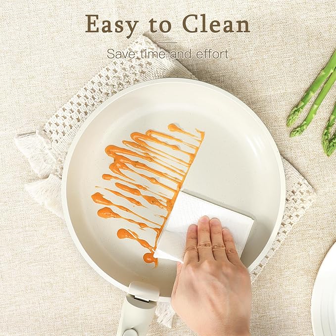 GiPP Ceramic Pots and Pans Set Non Stick, Nonstick Detachable Handle Cookware Sets, Healthy Non Toxic PFAS PFOA & PTFE Free, Dishwasher ＆Oven Safe, Induction Kitchen Pot and Pan, 21 Piece Cream