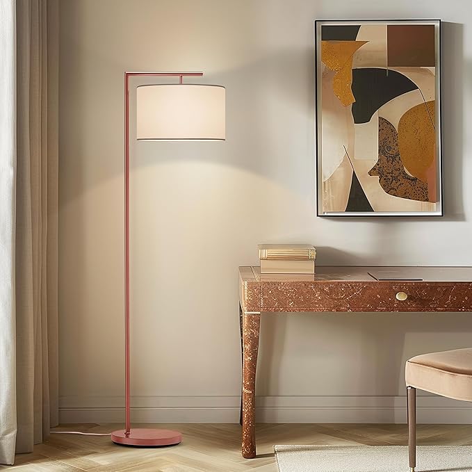 Brightech Montage Modern Floor lamp, LED Floor Lamp for Living Rooms & Offices - Tall Standing Lamp for Bedroom Reading - Corner Pole Lamp for Contemporary Home Decor - Rose Gold