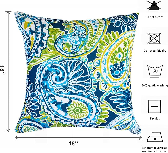 Outdoor Throw Pillows - Decorative Pillows with Insert Included Set of 2 Outdoor Pillows for Patio Furniture 18x18 Inch