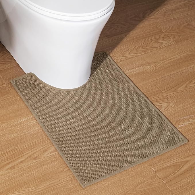 chakme Bathroom Rugs Mat U-Shaped 24x17, Ultra ThinNon Slip Bath Mat Small Quick Dry Absorbent Bath Matfor Bathroom Floor, (Dark Beige, U-24"x17")