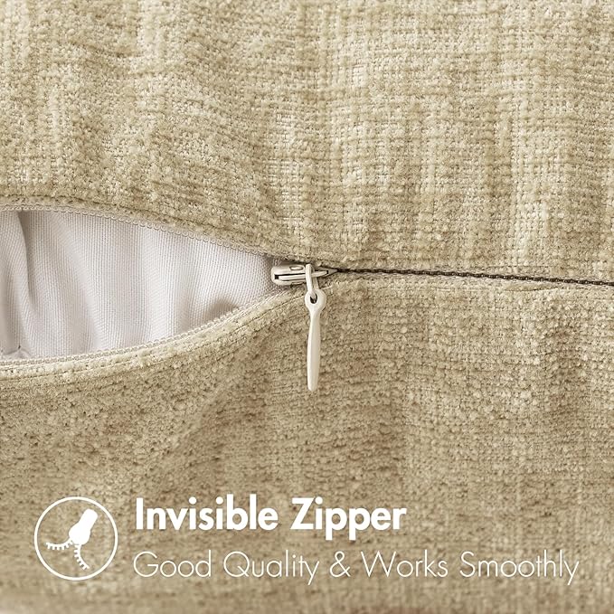 MIULEE Pack of 2 Beige Throw Pillow Covers 12x20 Inch Soft Pillow Covers for Sofa Living Room Couch Solid Dyed Cases