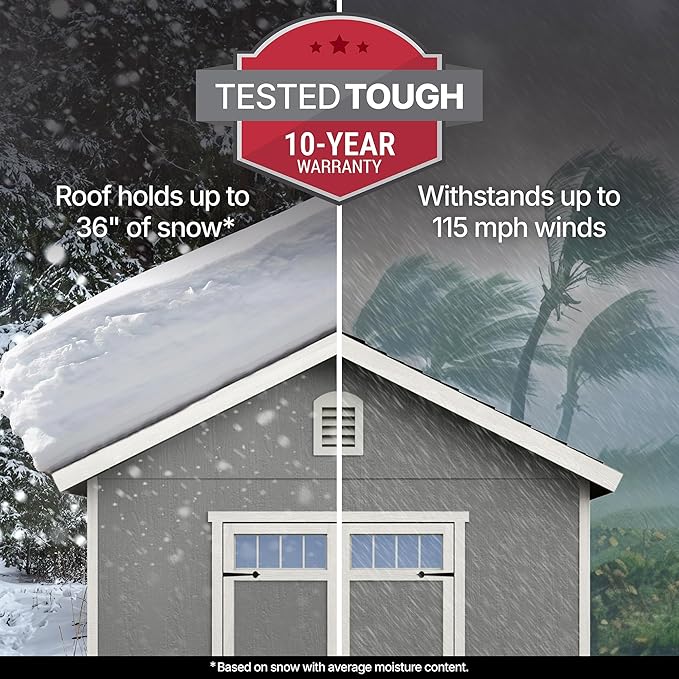 Handy Home Products Windemere 10x12 Do-it-Yourself Wooden Storage Shed with Floor, Beige