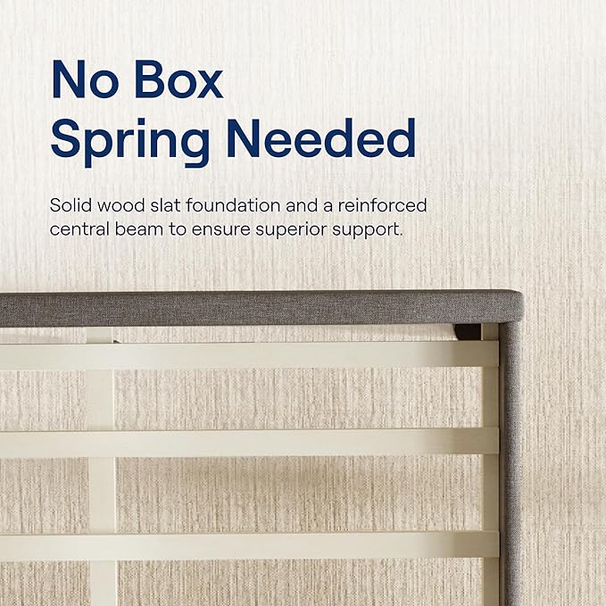 Nectar Full 12” Mattress with Bed Frame & Headboard - Grey - Medium Firm Gel Memory Foam - Cooling Comfort Technology - 365-Night Trial - Forever Warranty - Easy Assembly - 8 Inch Legs - Wooden Slats