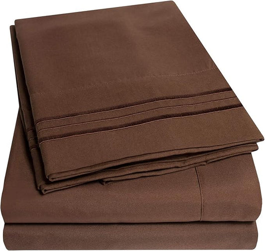1500 Supreme Collection King Sheet Sets Brown - Luxury Hotel Bed Sheets and Pillowcase Set for King Mattress - Extra Soft, Elastic Corner Straps, Deep Pocket Sheets, King Brown