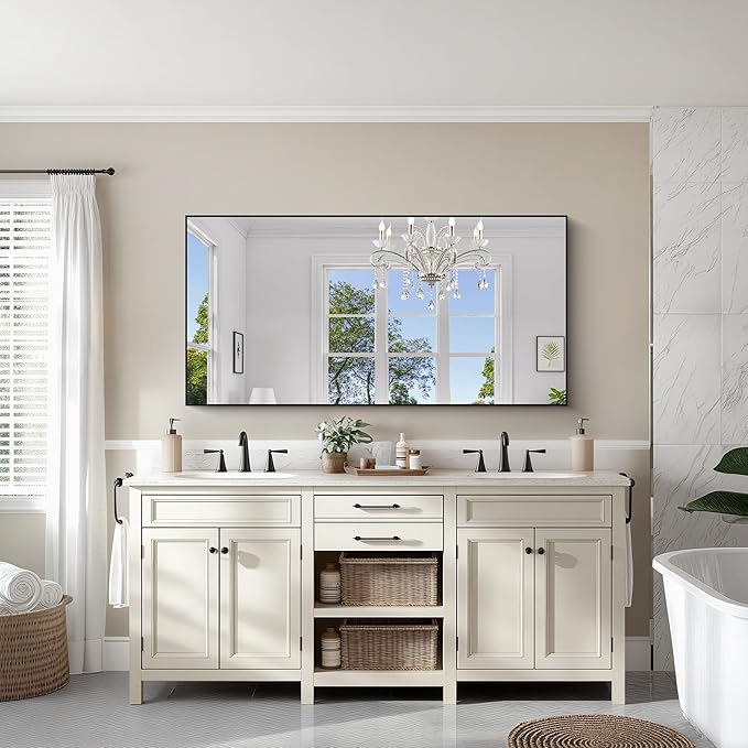 KOCUUY Bathroom Mirror,30x60 Large Black Mirrors for Wall,Rectangle Long Vanity Mirror with Aluminum Frame Modern Home Decor for Bathroom, Living Room, Farmhouse, Entryway, Hang Horizontal/Vertical