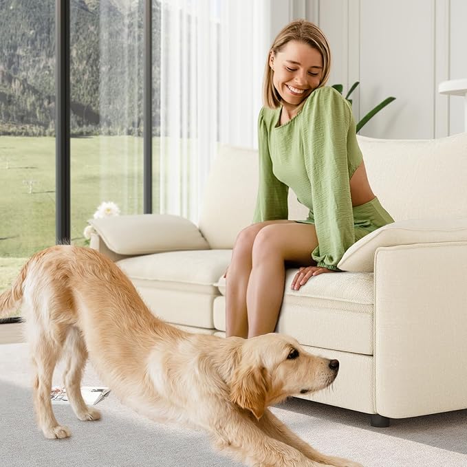 Vesgantti 74" Loveseat Sofa for Living Room, Comfy Cloud Couch Deep Seat Chenille Modern 2 Seater Small Sofa with Armrest Pillow, Easy Assembly for Small Spaces, Beige