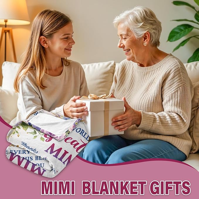 Mimi Gifts, Mimi Gifts for Grandma Blanket, Birthday Gifts for Mothers Day, Soft Blanket for Grandma from Grandkids, Grandmother Gift Ideas, Mimi Throw Blanket 60“x 50”