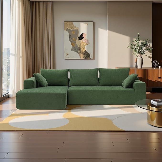 Sectional Couches for Living Room 109" L Shaped Cloud Couch Modern Modular Sectional Sofa Bad, Boneless Couch with Deep Seat, No Assembly Required (Chenille, Cream)