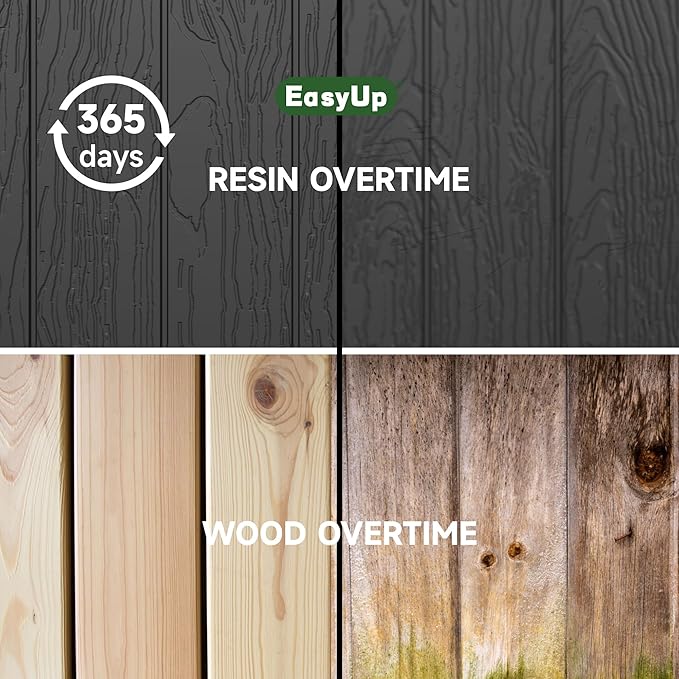 230 Gallon Outdoor Storage Box Waterproof, UV Resistant Resin Deck Box with Hydraulic Rod, Reinforced Stability for Patio, Garden,Striped Black