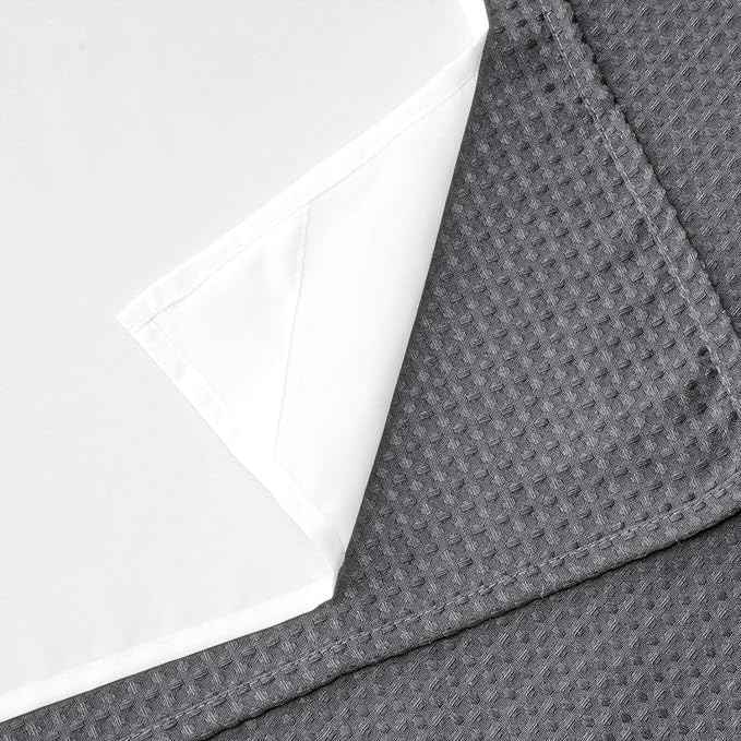 River Dream Heavyweight No Hooks Required Dotted Waffle Weave Shower Curtain with Snap in Liner - 71W x 80H,Hotel Grade,Spa Like Bath Curtain,Gray