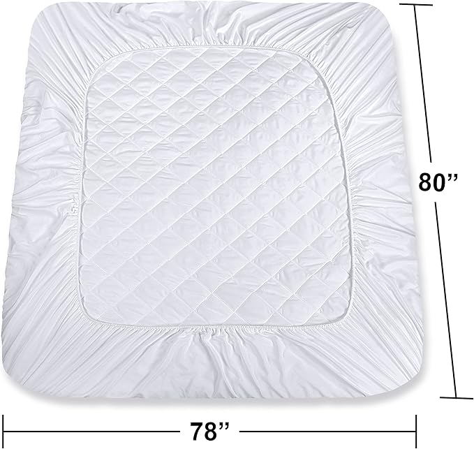Utopia Bedding 2 Pack Quilted Fitted Mattress Pad, King Size, Elastic Fitted Mattress Topper Protector and Cover Stretches up to 16 Inches Deep, Machine Washable (White)