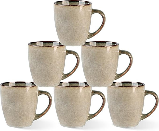 GBHOME Ceramic Coffee Mugs Set of 6, 12oz Stoneware Coffee Mugs Set For Dad Mom Women MEN, Light Weight Coffee Cups for Latte/Tea/Beer/Hot Cocoa, Dishwasher & Microwave Safe