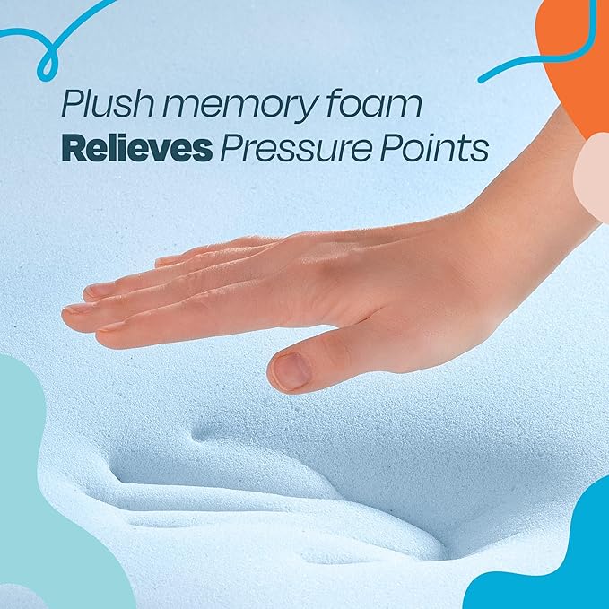 LINENSPA Memory Foam Mattress Topper - 3 Inch Gel Infused Memory Foam - Plush Feel - Cooling and Pressure Relieving - CertiPUR Certified - Dorm Room Essentials - Queen Size