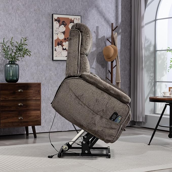 Lift Recliner Chairs for Elderly, Oversized Power Lift Chair with Heat and Massage, 180° Lay Flat Recliner with Extended Footrest, USB & Type-C Ports and Side Storage for Big Man 400lbs Sleeping