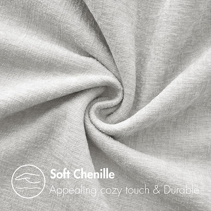 MIULEE Pack of 2 Light Gray Throw Pillow Covers 20x20 Inch Soft Chenille Pillow Covers for Sofa Living Room Couch Solid Dyed Cases