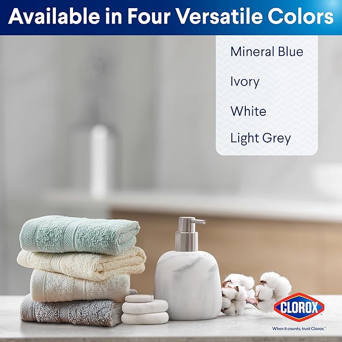 CLOROX Bleach Friendly, Quick Dry, 100% Cotton Washcloths (12" x 12"), Highly Absorbent Soft Lightweight, Ideal for Everyday Use, Easy to Wash (12 Pack, White)