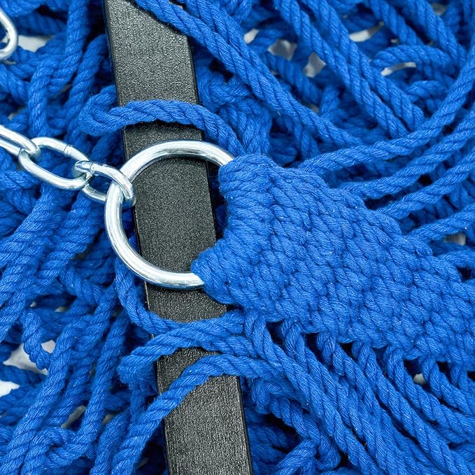 PNAEUT Double Hammock with Stand for Outside, Rope Hammocks with Hardwood Spreader Bar 2 Person, 12ft Heavy Duty Stand, Extra Pillow, Max 475 lbs Capacity (Royal Blue)