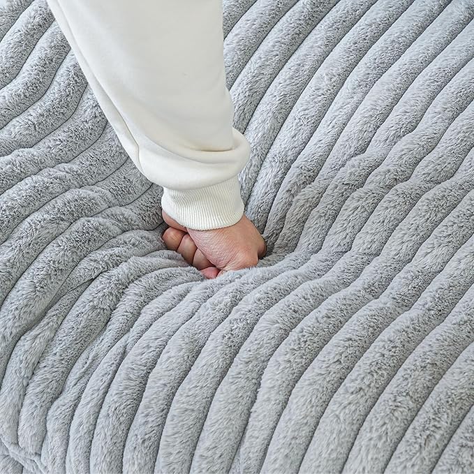 JACH 39.37" Modern Comfy Ottoman for Living Room, Oversized Ottoman Footstool, Cushion Covers Removable, Minimalist Ottomans for Party Bedroom Apartment (Light Grey)