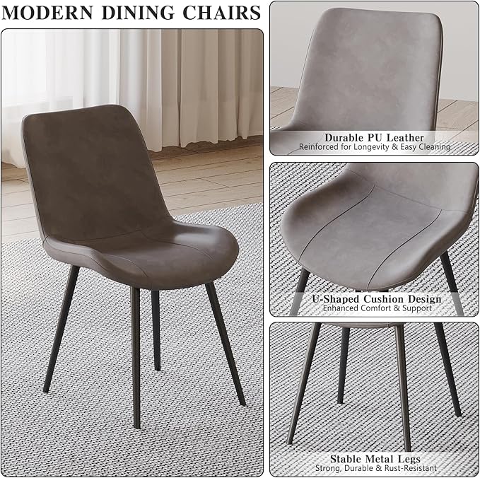 46.4" Round Dining Table Set with 4 Chairs, Modern Dining Set with Comfortable PU Leather Chairs, Sturdy MDF Table with X-Shaped Base, Easy Assembly, Ideal for Dining Room or Kitchen