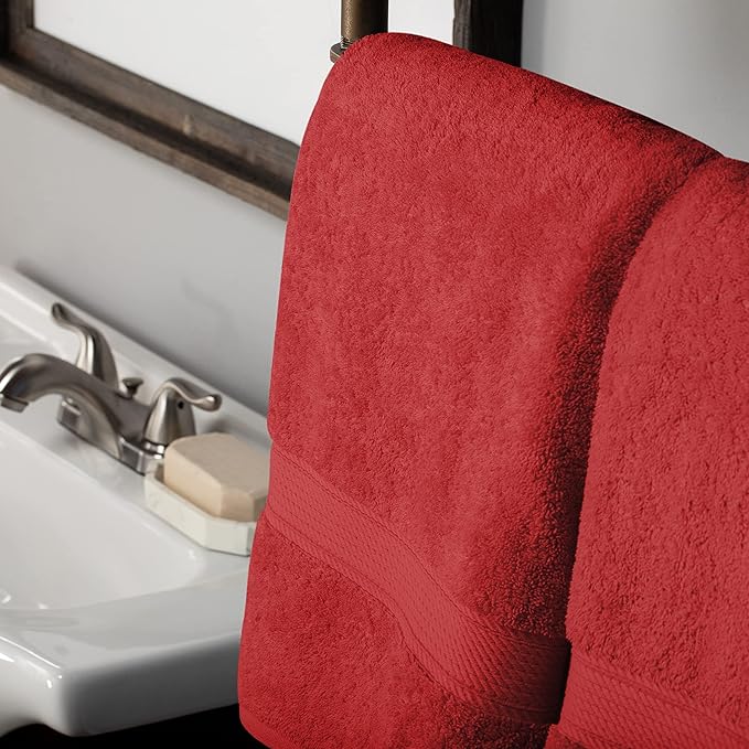 Superior Egyptian Cotton Pile 10 Piece Towel Set, Includes 2 Bath, 4 Hand, 4 Face Towels/Washcloths, Ultra Soft Luxury Towels, Thick Plush Essentials, Guest Bath, Spa, Hotel Bathroom, Red