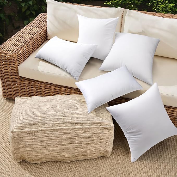 Pack of 4 12x20 Outdoor Pillow Inserts, Water Resistant Throw Pillow Inserts, Outdoor Lumbar Pillow for Patio, Furniture, Sofa, Bed, Living Room, Garden Decorative Waterproof Pillow Inserts