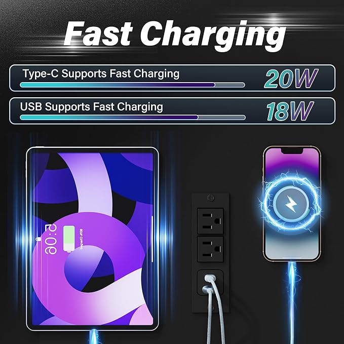 JUMMICO Makeup Vanity Desk with Mirror and Lights, L- Shaped Vanity, Modern Vanity Table with 5 Drawers & Adjustable Shelves, Power Outlet with Fast Charging, for Bedroom (Black)