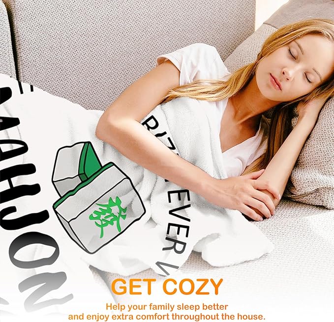 Mahjong Gifts Throw Blanket,Mahjong Gifts for Women Girls Friends,Mah Jong Blanket for Office Couch Bed Girls Dorm Bedroom Living Room,50x60 Inches