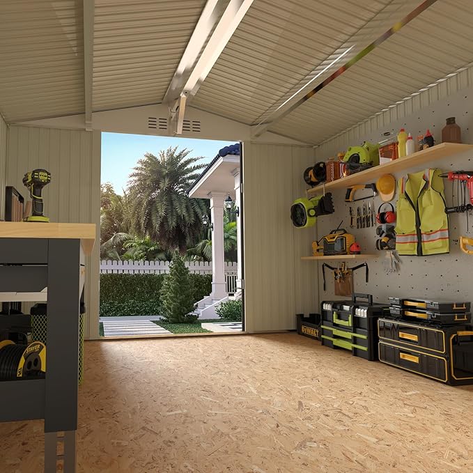 Metal Storage Shed,Outdoor Storage Building 10x8,Large Backyard Shed with Lockable Doors,Waterproof Outside Storage Shed