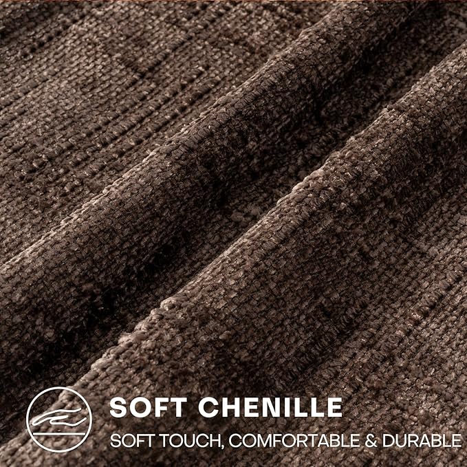 Decorative Throw Pillow Covers 12x20 Inch Set of 2, Soft Solid Farmhouse Chenille Couch Pillows, Spring Pillow Covers for Couch Sofa Bed Living Room Home Decor Pillowcase, Brown