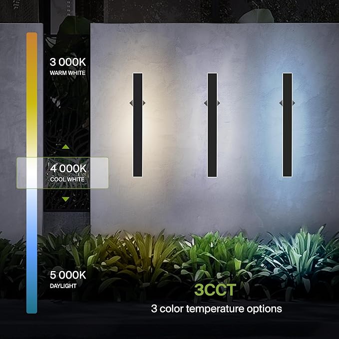 ASD LED 36" Long Wall Mount Light Fixture, Outdoor & Indoor Linear Sconce | 3CCT, Dimmable, Waterproof, Anti-Rust, ETL Listed | 30W 1900LM 3000-5000K 100-277V | Exterior Porch Lighting | Black, 2 Pack