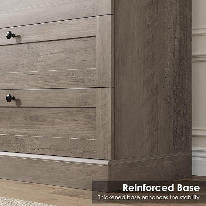 HOSTACK 6 Drawer Dresser for Bedroom, 52" Tall Dresser & Chest of Drawers, 29" W Wood Drawer Chest, Modern Vertical Storage Cabinet for Living Room, Entryway, Hallway