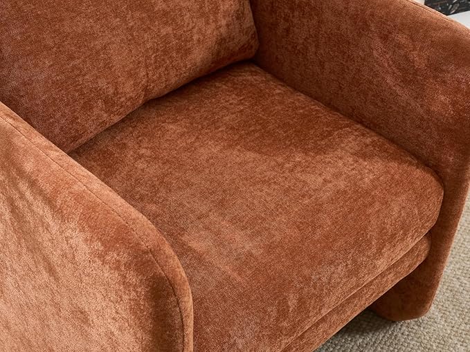 Modern Barrel Accent Chairs Set of 2, Beige Chenille Fabric Armchair for Living Room, Comfy Upholstered Reading Accent Chairs Single Sofa Chair for Bedroom Waiting Room Office, Orange