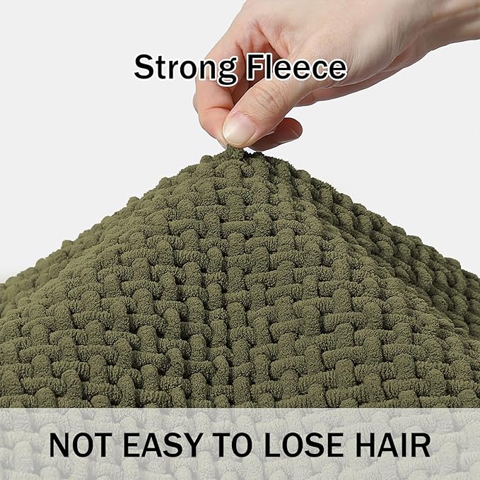 Bathroom Rugs Non Slip Washable, Super Absorbent Thin Bath Mat for Small Quick Dry Low Pile Bathroom Rug, (Dark Green, 24″x16″)