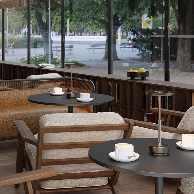 Rechargeable Table Lamps Cordless, Portable 5000mAh Outdoor Table Light, 3 Color Stepless Dimming LED Table Lamp with Memory Function, for Home/Dinner/Patio/Restaurant.(Light Cafe)