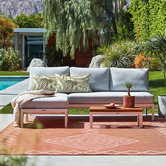 LVTXIII Outdoor Lumbar Pillow Covers 12"x20", Covers ONLY, 2 Pack 30x50cm Lumbar Cushion Cover with White Piping for Home Patio Garden Sofa Bench, Faylinn Shadow Paisley