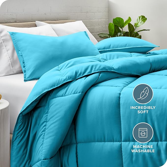 Bare Home Comforter Set - Twin/Twin Extra Long Size - Ultra-Soft - Goose Down Alternative - Premium 1800 Series - All Season Warmth (Twin/Twin XL, Aqua)