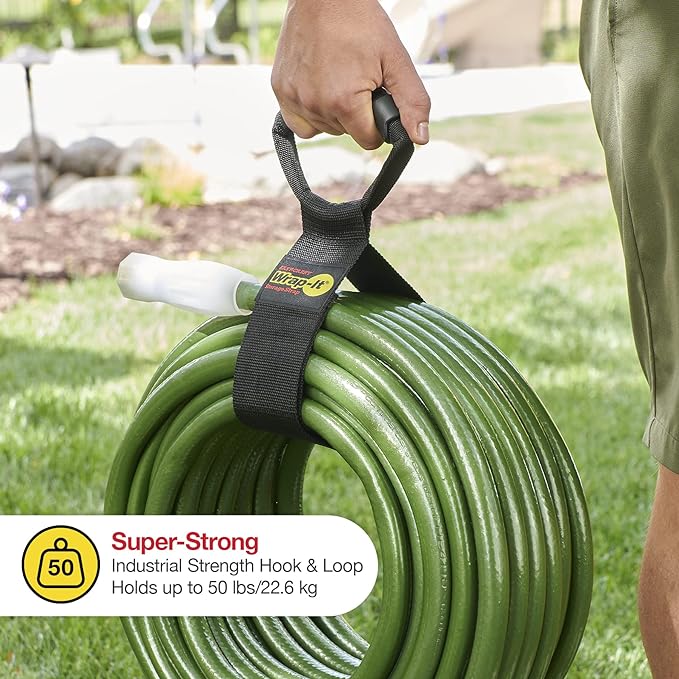 Easy-Carry Wrap-It Storage Straps - 28” (2-Pack) – Heavy-Duty Hook and Loop Extension Cord Carrying Strap, Hanger, Keeper, Organizer with Handle for Pool, Boat, RV, Garden Hoses, Cords, and Cables