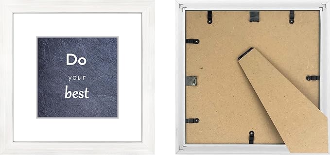 11x11 Picture Frame Set of 3 with Real Glass for Pictures 8x8 with Mat or 11x11 Without Mat, Wall Gallery or Tabletop display Photo Frames in White