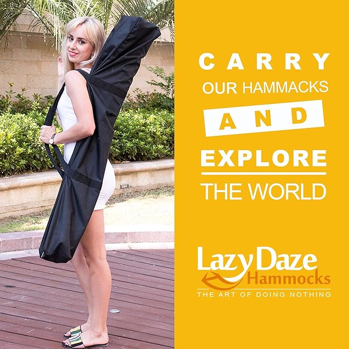Lazy Daze Hammocks Double Hammock with 9ft Space-Saving Steel Stand Includes Portable Carrying Case, 450 Pounds Capacity (Natural)