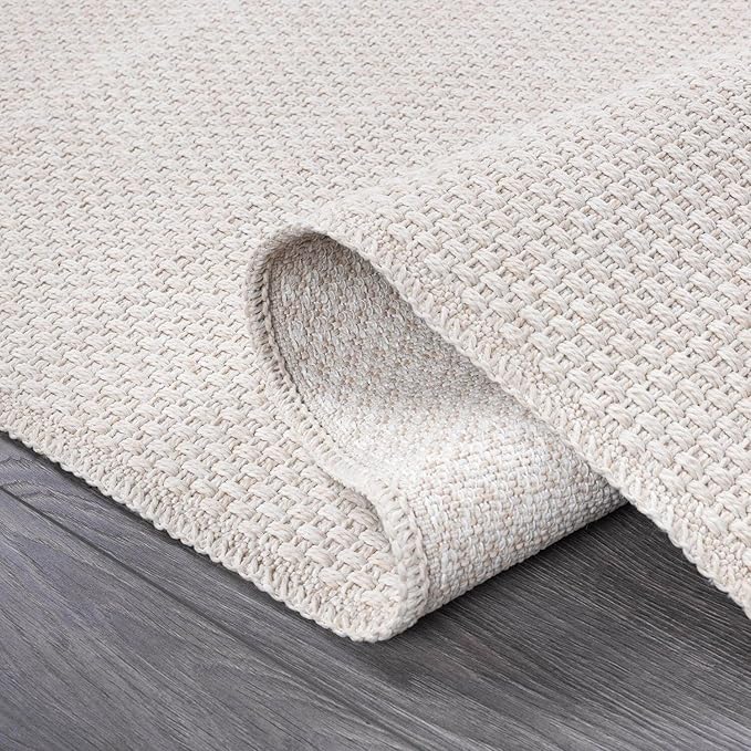 CAMILSON Easy Jute Rug 2x3, Indoor Outdoor Off-White Farmhouse Area Rugs for Living Room and Kitchen Rug, Solid Woven Design, Easy-Cleaning, Washable Outside Carpet Alfombras (2 x 3)