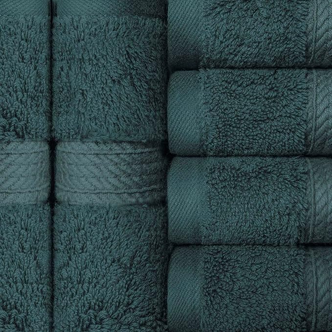 Superior Egyptian Cotton Pile Face Towel/Washcloth Set of 6, Ultra Soft Luxury Towels, Thick Plush Essentials, Absorbent Heavyweight, Guest Bath, Hotel, Spa, Home Bathroom, Shower Basics, Teal