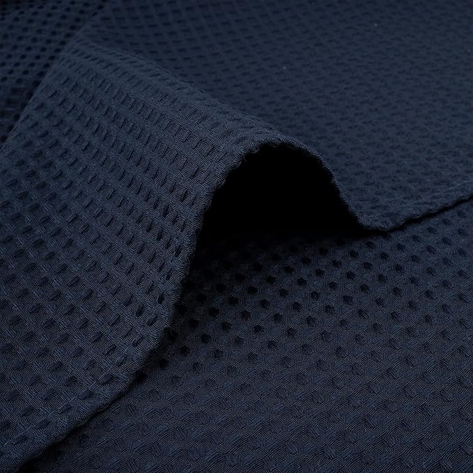 River Dream Heavyweight No Hooks Required Dotted Waffle Weave Shower Curtain with Snap in Liner -Stall 54W x 80H,Hotel Grade,Spa Like Bath Curtain,Navy