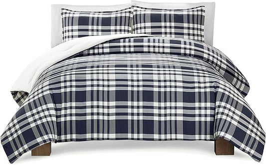 UGG 32545 Leonora Twin XL 2-Piece Comforter Set Prewashed for Extra Comfort Soft Box Stitch Design for Even Fill Distribution Easy Care Comforter and 1 Pillow Sham Bedding Set, Twin, Ocean Plaid