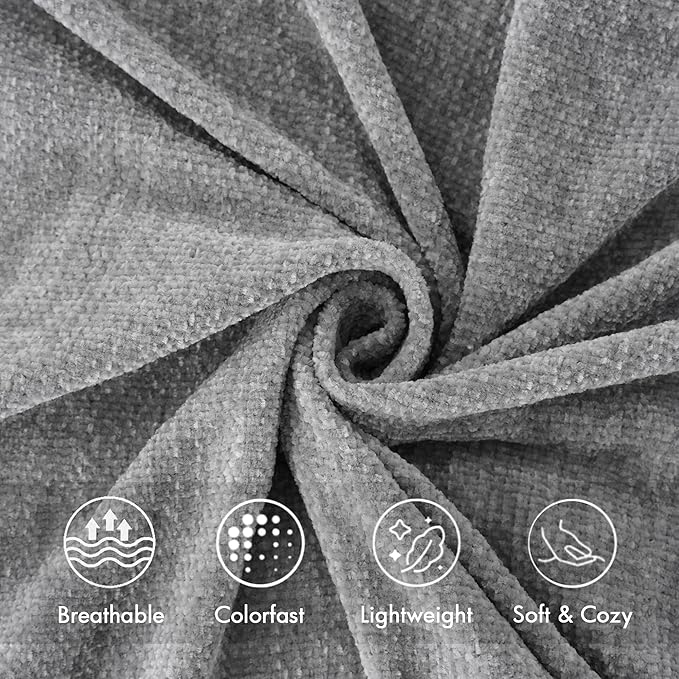 BATTILO HOME Gray Chenille Throw Blanket for Couch, Decorative Soft Knit Throw Blanket with Fringe Tassels, Lightweight Throw Blanket for Home Decor, 50"x60"