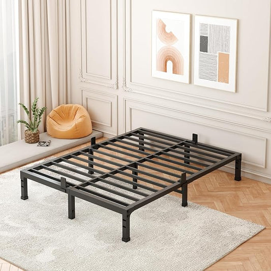 FUIOBYVV California King Bed Frame,10 Inch Low-Profile Heavy Duty Metal Platform with Steel Slats Support,No Box Spring Needed,Non-Slip Mattress Stopper,Underbed Space,Quiet and Sturdy,Easy Assembly