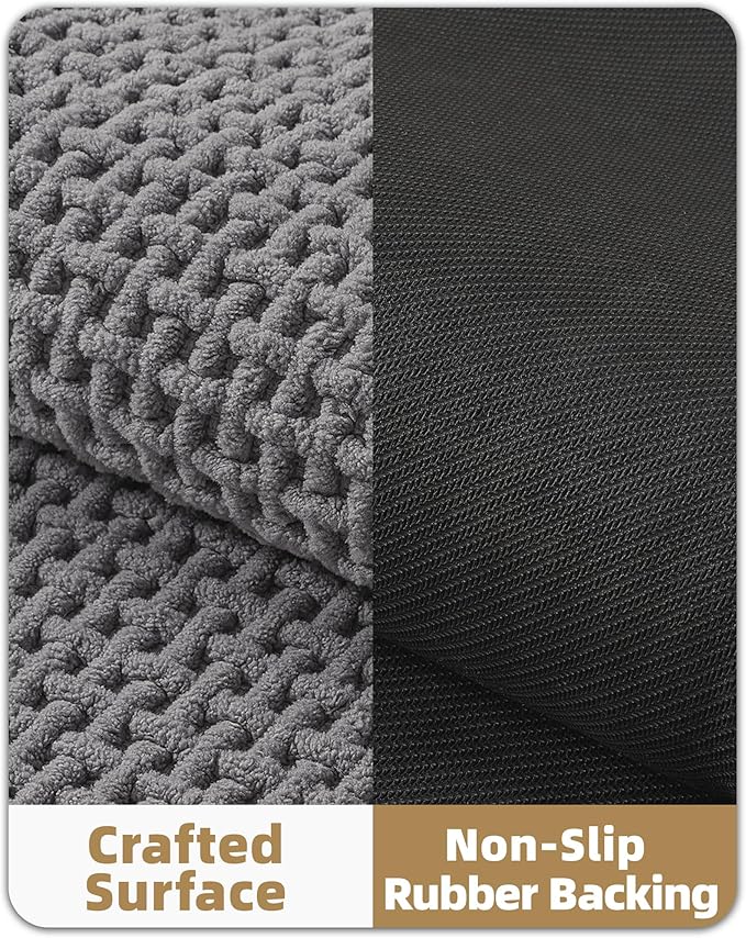 Color&Geometry Ultra Soft Chenille Bathroom Rugs Non Slip Rubber Backing, Machine Washable, Super Absorbent Floor Mat for Bathroom, Bathtub, Quick Dry Grey Bath Mat, Long Bath Runner,17"x47"