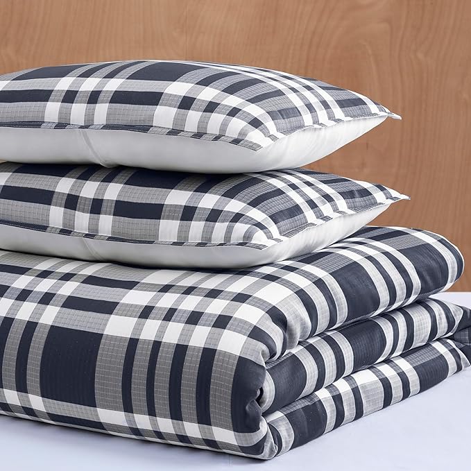 UGG 32553 Leonora California King 3-Piece Comforter Set Luxury Bedding Comforter and Two Pillow Shams Cozy Comfortable Reversible Machine Washable Hotel Style Bedding Set, King, Ocean Plaid